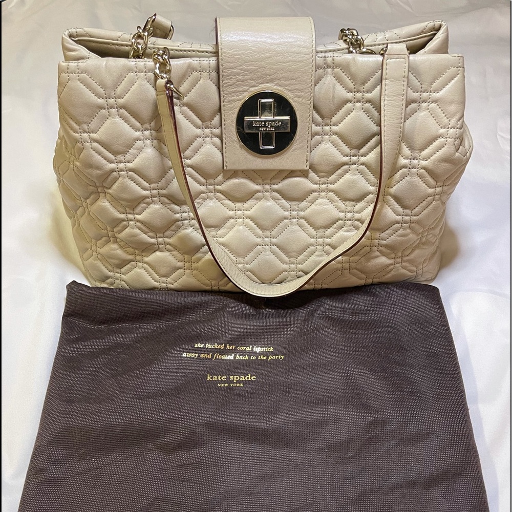 Kate Spade, Quilted Shoulder Bag, Cream Color.